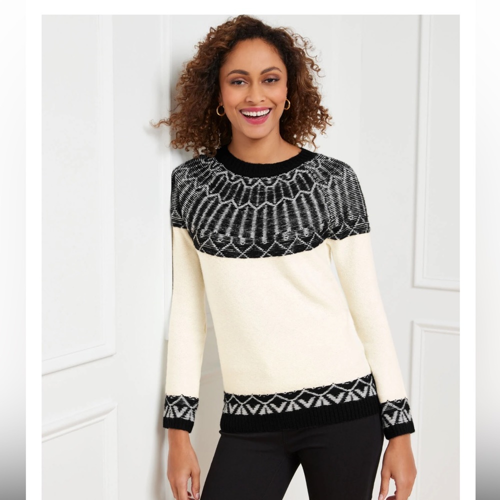 Talbots FUZZY FAIR ISLE CREWNECK PULLOVER